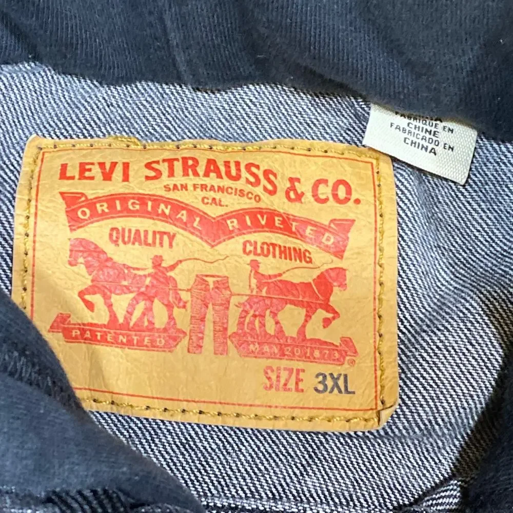 Levi's Hybrid Hooded Trucker Jacket Sweater Mens 3XL Black Denim Jean